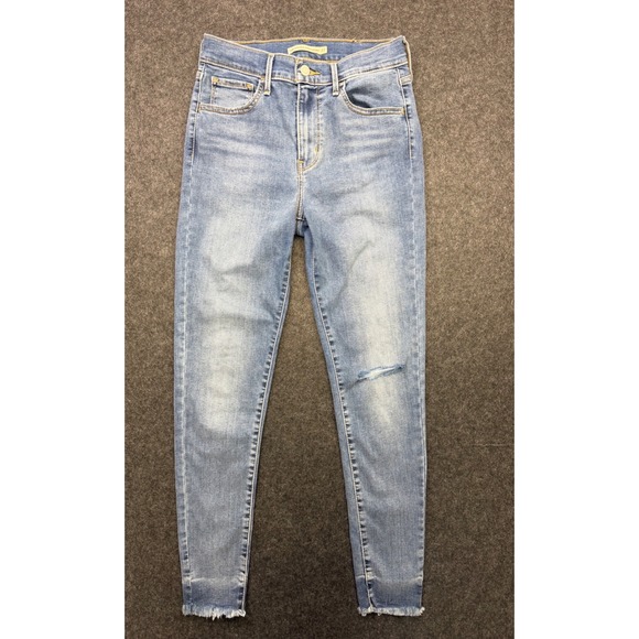 Levi's Denim - Levis 720 High Rise Super Skinny Jeans Light Wash Distressed Raw Hem 27